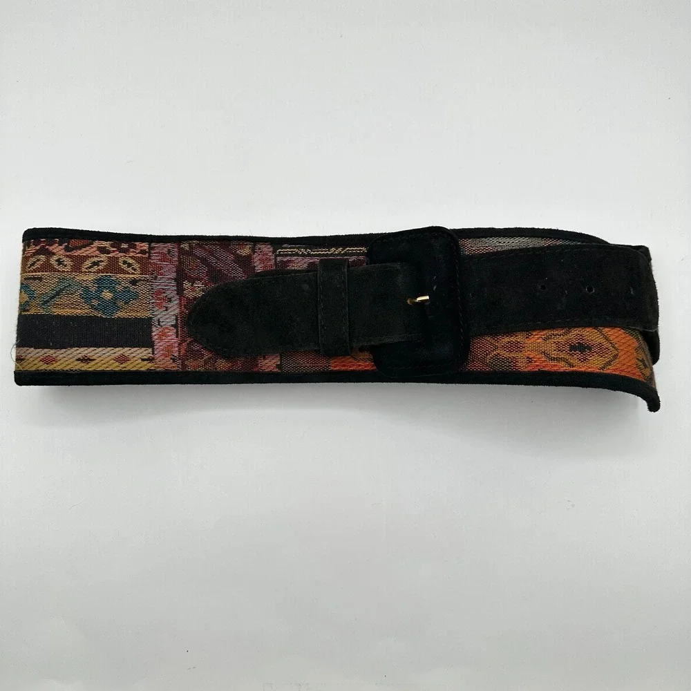 EXPRESS Vintage Tapestry Suede Wide Belt Made in‎ Italy Size S